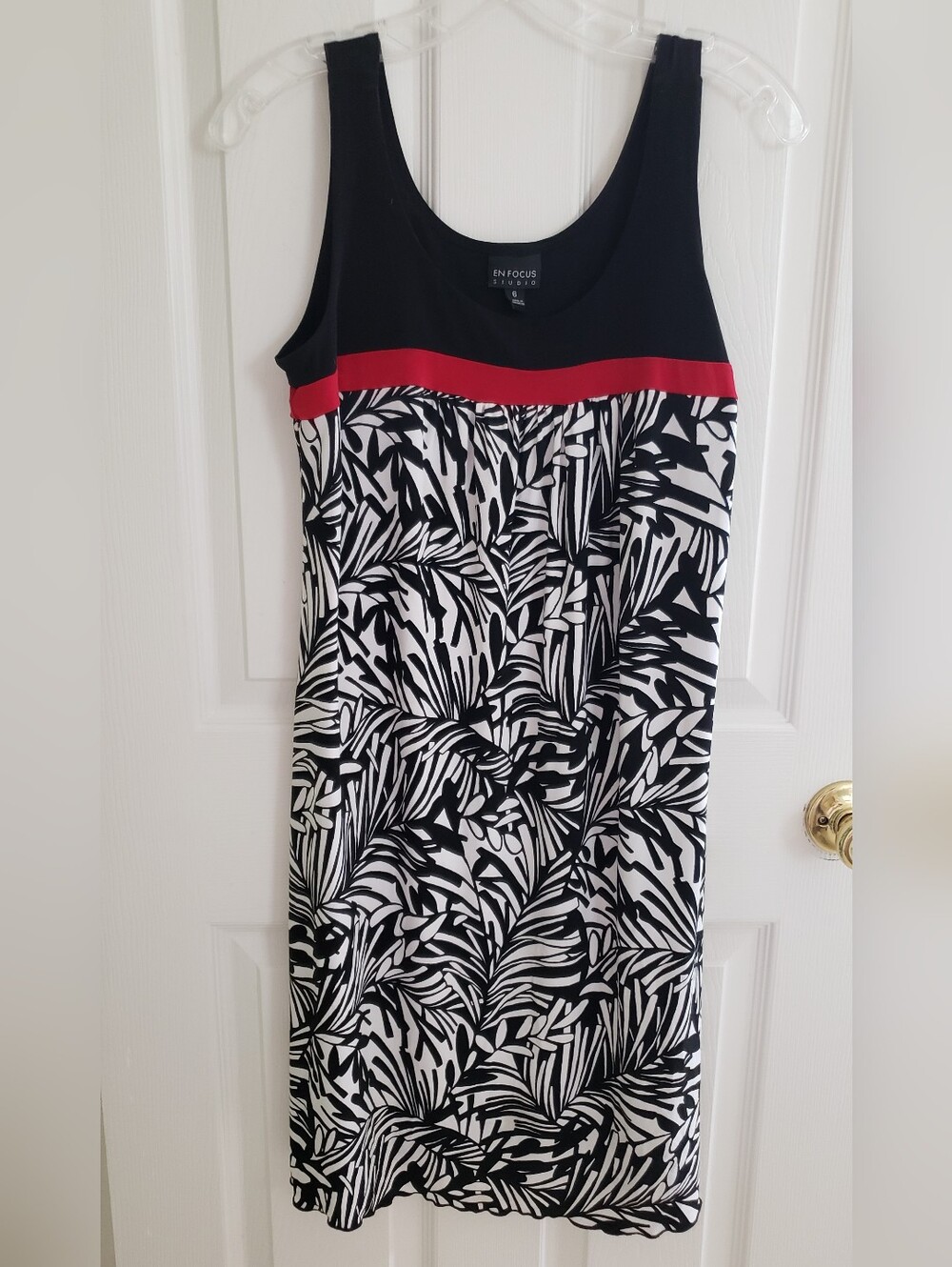 Vintage Shift, Enfocus Studio, Sz 6, Loose, Sleeveless, Neutral Black/white/red